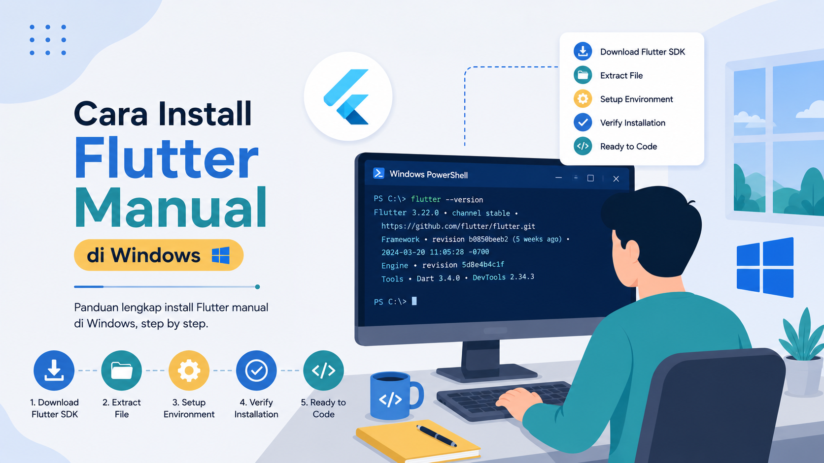 Cara Install Flutter Secara Manual di Windows (Tanpa Installer)