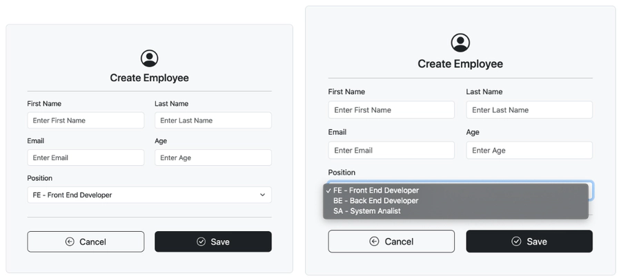 Form Create Employee